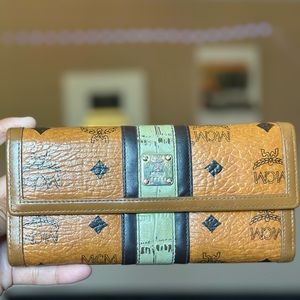 Authentic MCM Cognac Leather Long Wallet